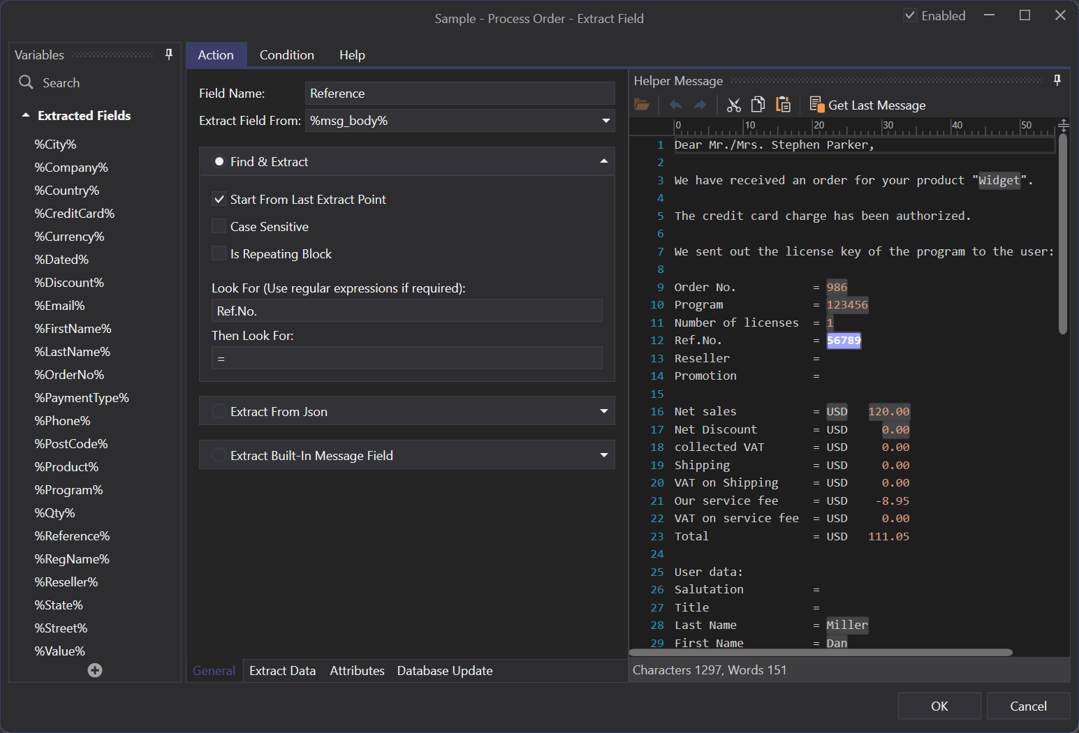 Extract Field Screenshot