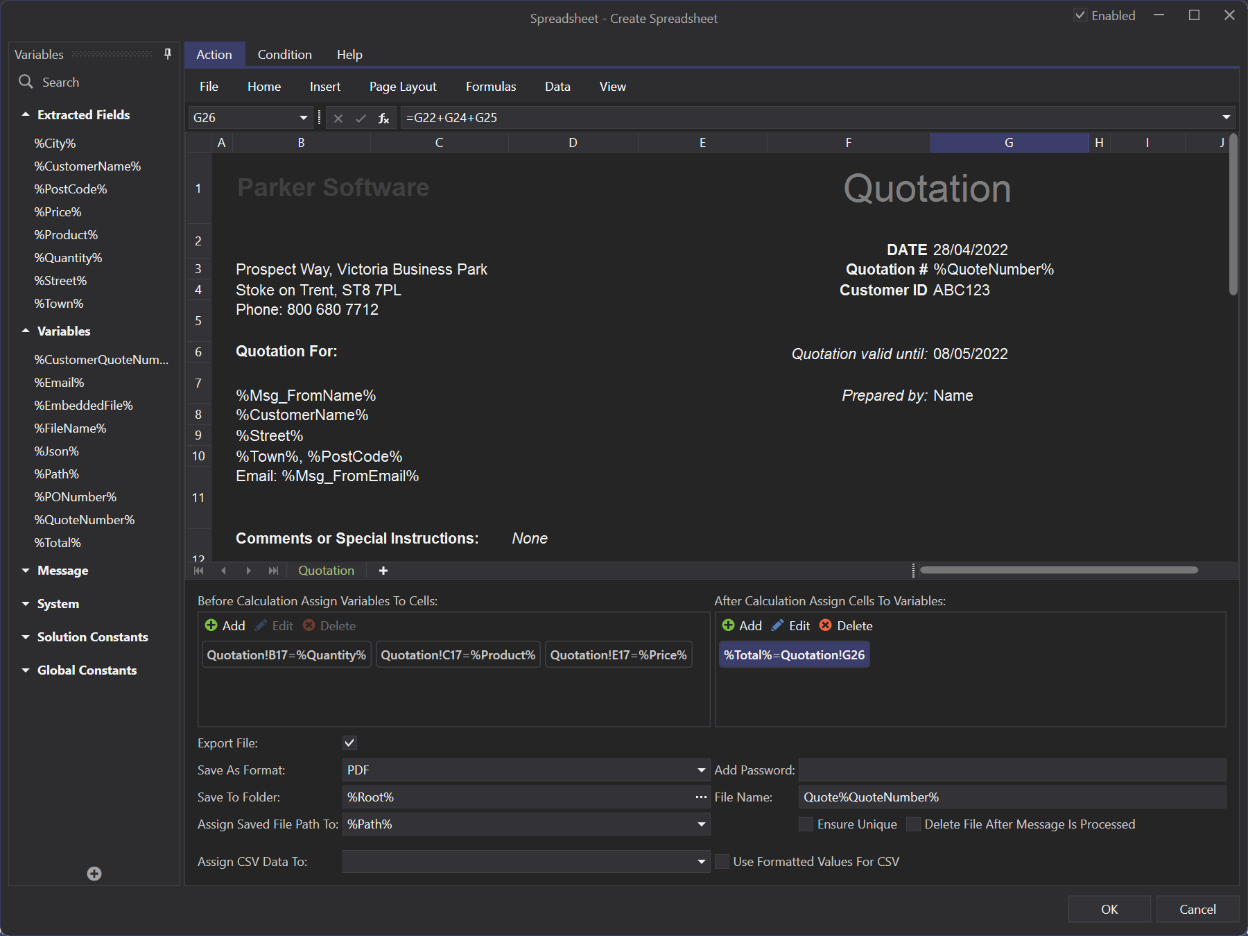 Create Custom Spreadsheet