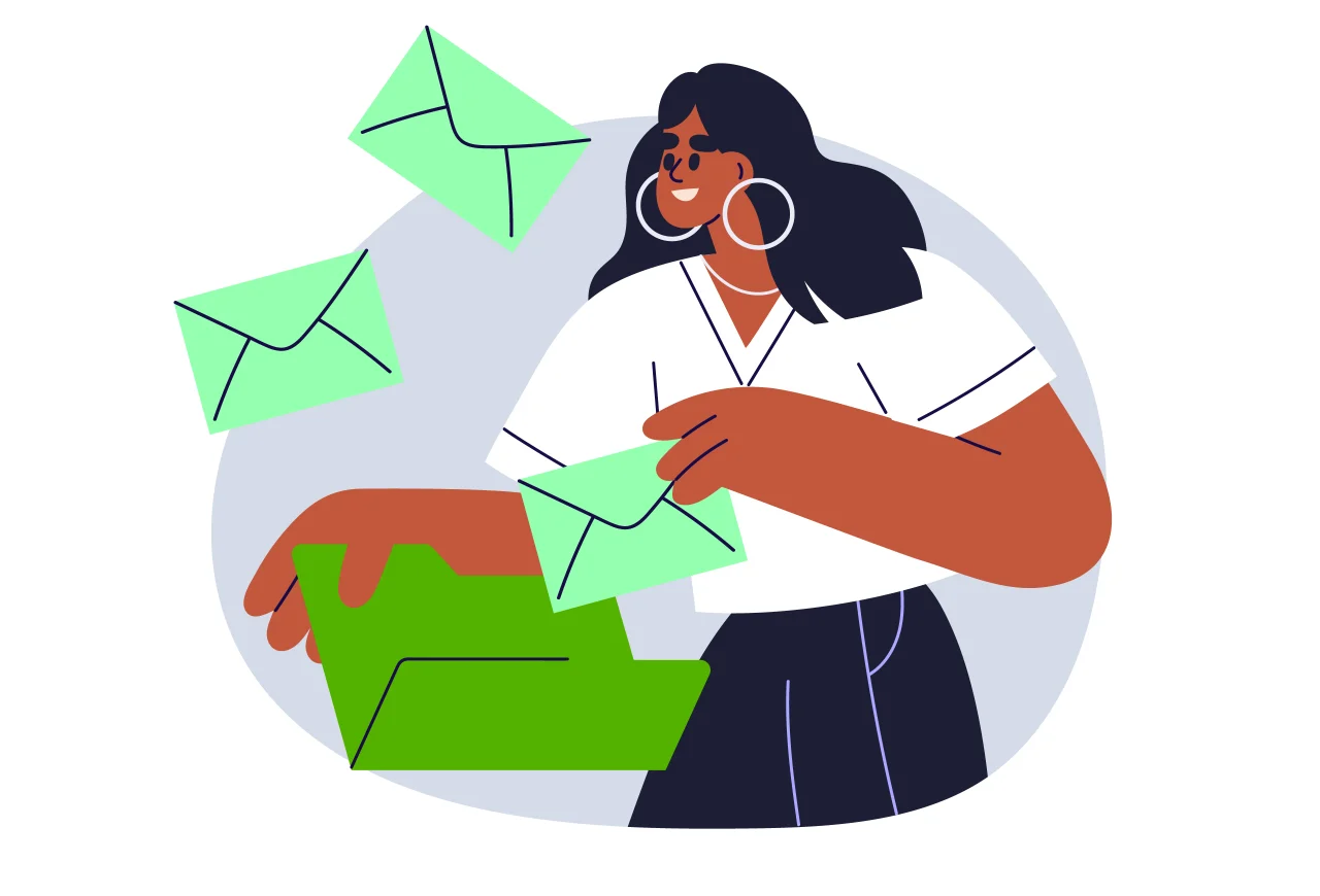 Person looking through many files.