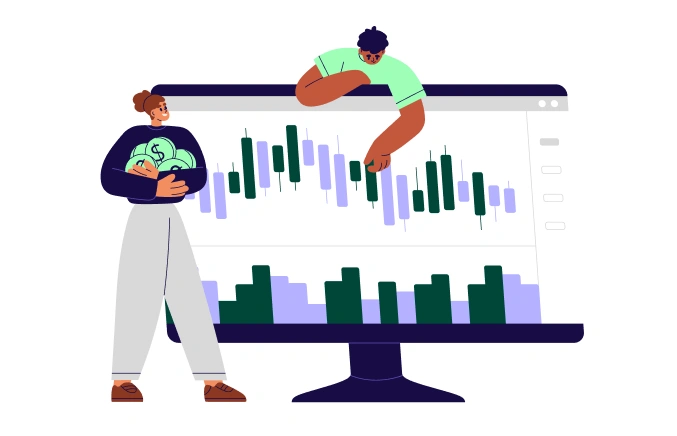 Animated people reviewing Qualitative and Quantitative data on a laptop for Business Automation ROI